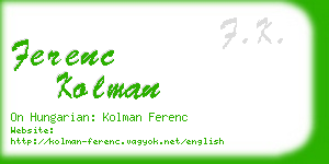 ferenc kolman business card